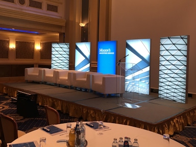 Tension fabric free standing light boxes