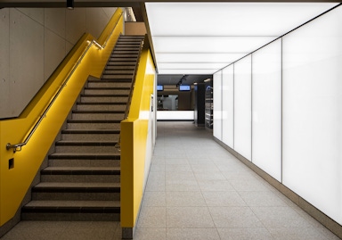 Flagship restaurant LED light boxes and stairs