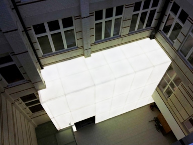 Large light boxes outside